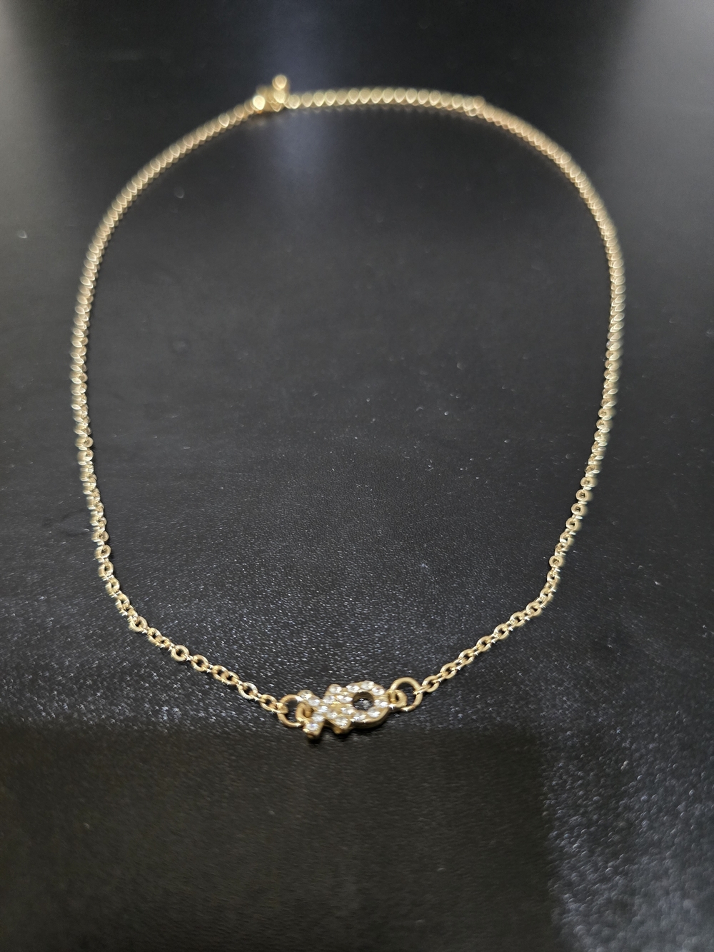 Delicate Gold Cubic Zirconia XO Pendant Necklace - Women